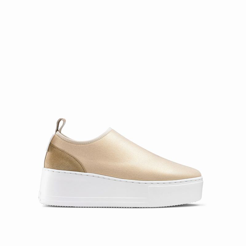 Russell & Bromley Park Flex Stretch Flatform Sneakers Women's Metallic [SCQ5894PU]